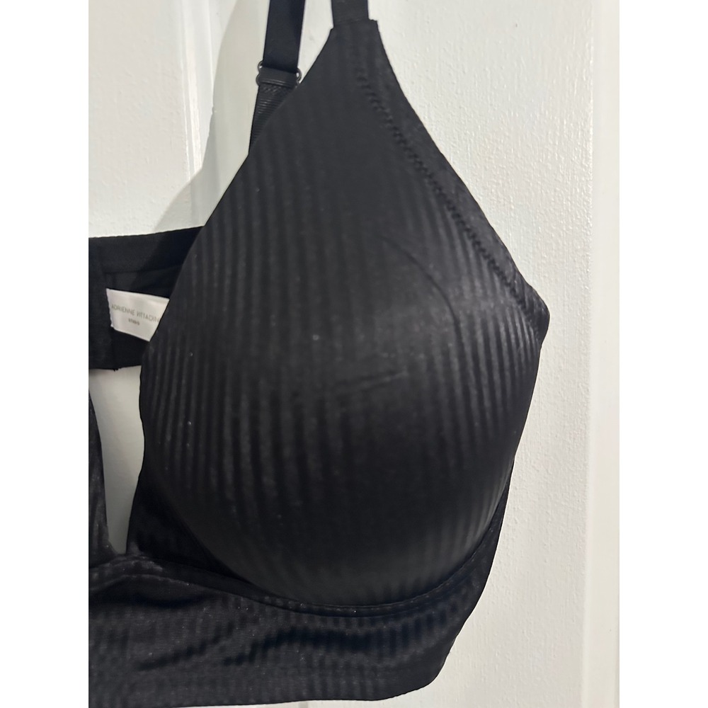 Adrienne Vittadini Studio Black Ribbed Full Coverage Bra Plus Size 42D Wireless - Picture 2 of 8